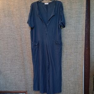 NATURAL LIFE Linen Cotton Romper Maxi Dress Color Asphalt